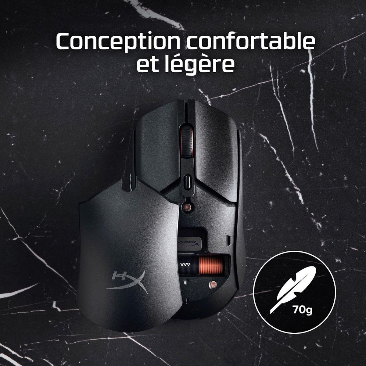 HyperX Souris Gamer Sans Fil Pulsefire Haste 2 Core Noire