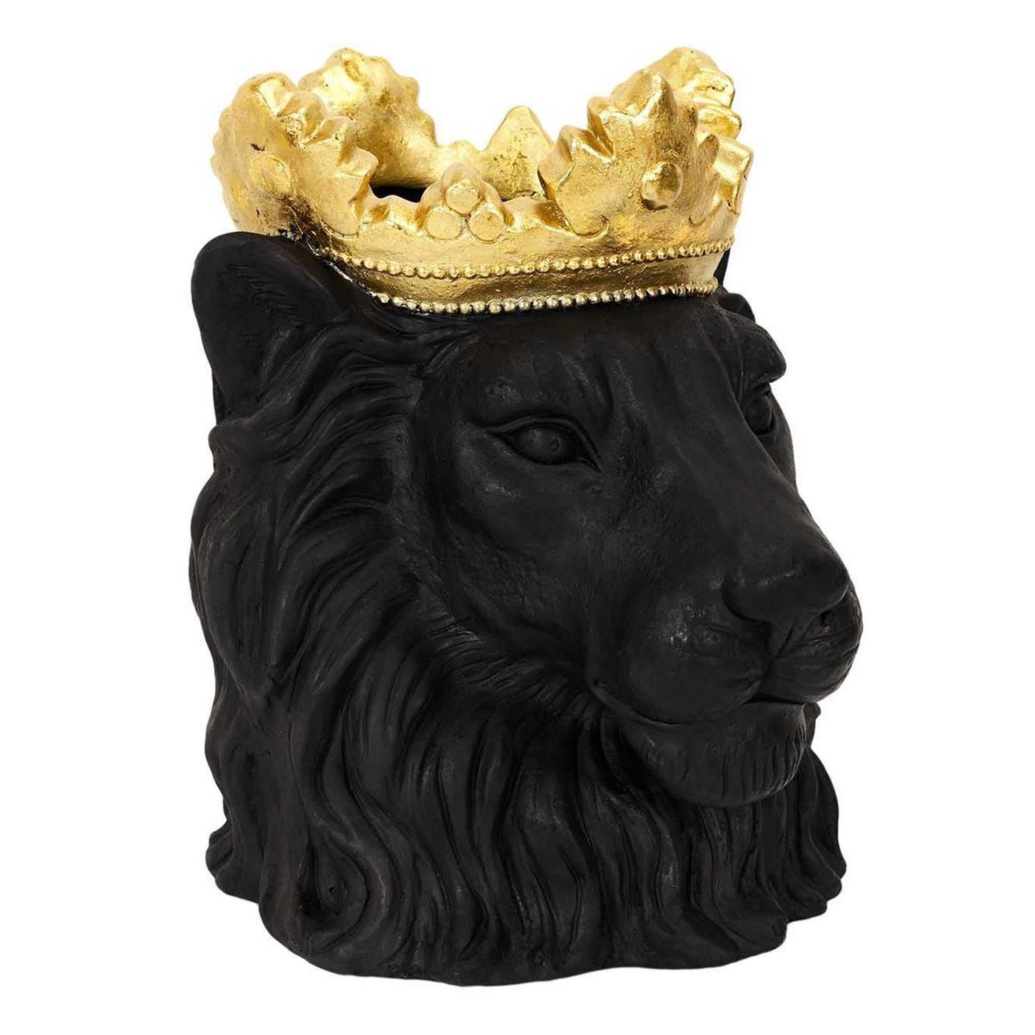The Home Deco Factory Cache-Pot Tête de Lion  Couronne  39cm Noir