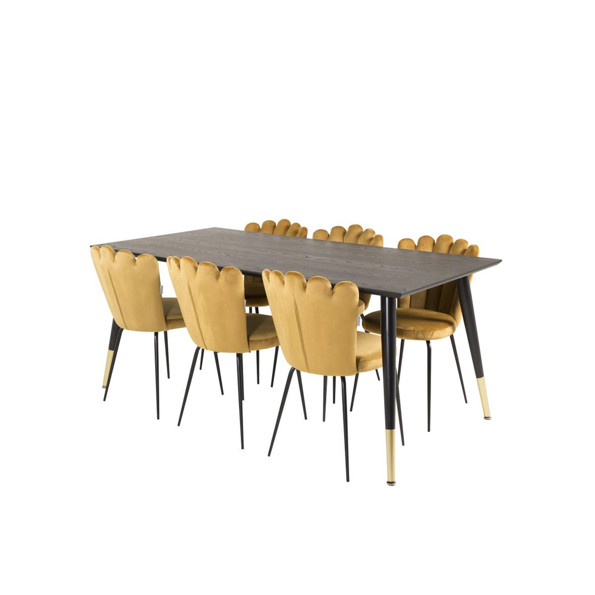 Voir la diapositive 3 : Paris Prix Ensemble table à manger & 6 chaises  dipp & limhamn  180cm noir & jaune