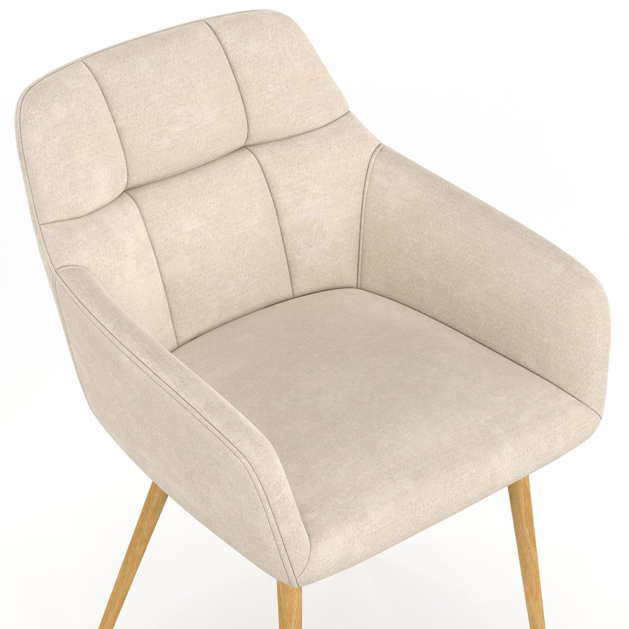 Voir la diapositive 6 : ID MARKET Lot de 2 chaises gina tissu chenille beige pieds effet bois