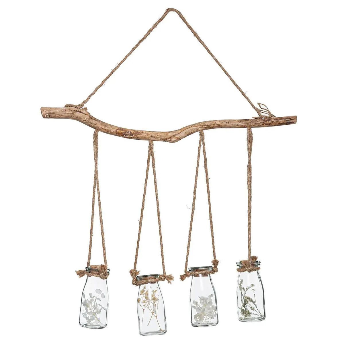 ATMOSPHERA Suspension Murale  4 Fleurs Séchées  53cm Naturel