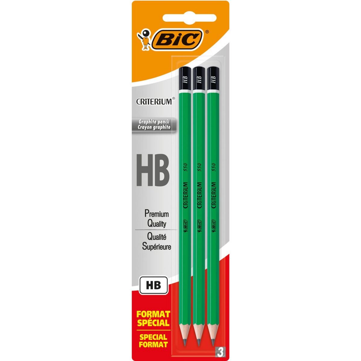 BIC Lot de 3 crayons graphite HB Criterium 550