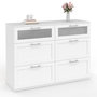 Voir la diapositive 1 : ID MARKET Commode 6 tiroirs VITO 110 cm bois blanc et effet givré
