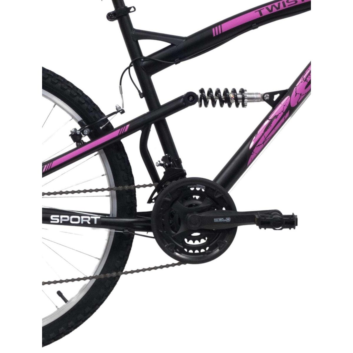 Vélo VTT 26'' - Modèle Tout Suspendu Femme Twister - 18 Vitesses - Poignées Tournantes - Freins V-Brake & Jantes en aluminium