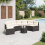Voir la diapositive 1 : VIDAXL Canape de jardin table coussins demi-rond noir resine tressee