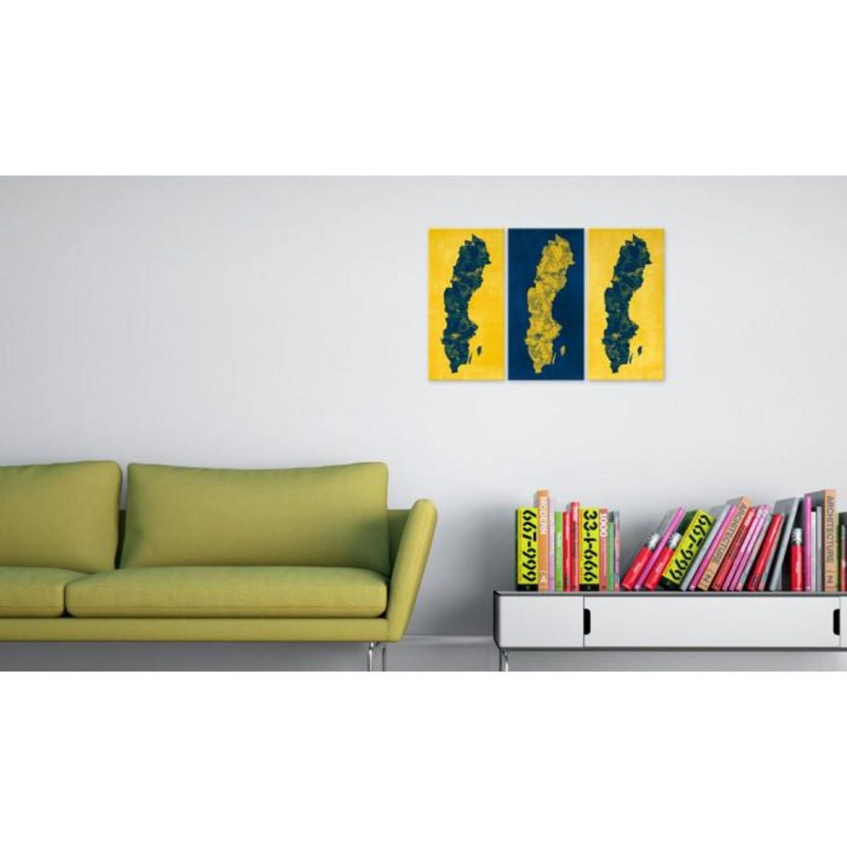 Paris Prix Tableau 3 Panneaux  Carte Peinte de la Suède