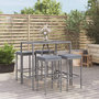 Voir la diapositive 1 : VIDAXL Ensemble de bar de jardin 5 pcs avec coussins gris poly rotin