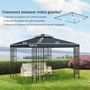 Voir la diapositive 3 : OUTSUNNY Toile de rechange pour pavillon tonnelle tente 3 x 3 m polyester haute densité 180 g/m² gris foncé