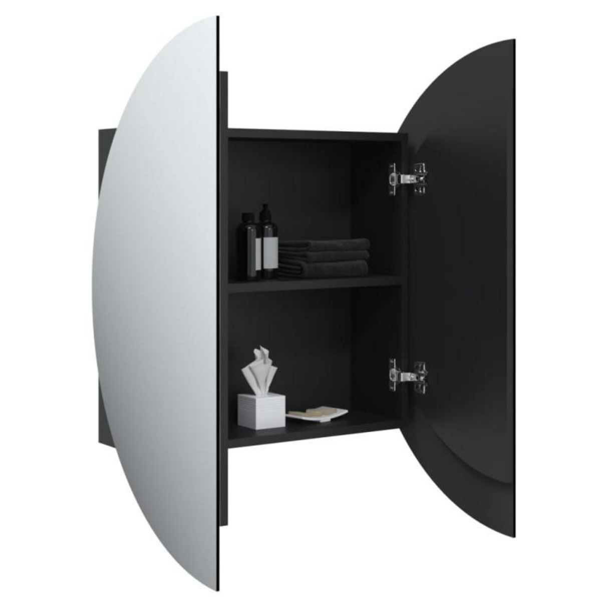 VIDAXL Armoire de salle de bain miroir rond et LED Noir 54x54x17,5 cm