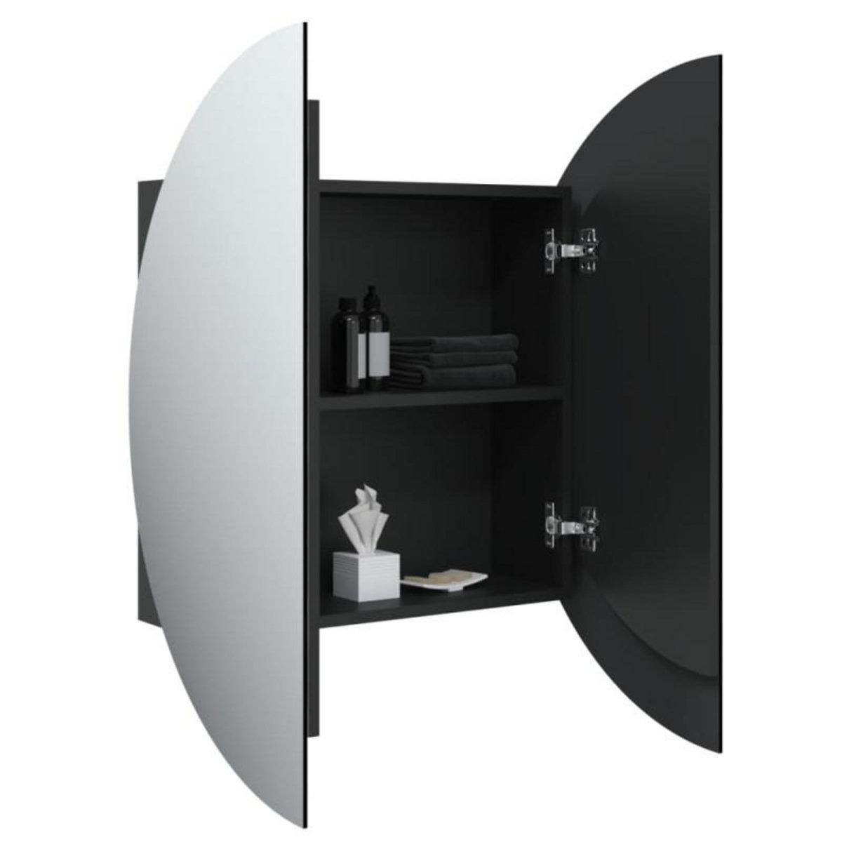 VIDAXL Armoire de salle de bain miroir rond et LED Noir 54x54x17,5 cm