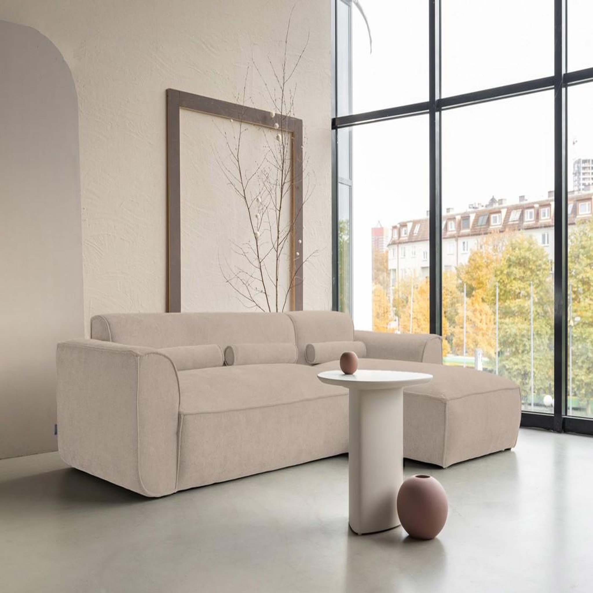 Voir la diapositive 1 : BEST MOBILIER Felix - canapé modulable d'angle droit 4 places en tissu texturé