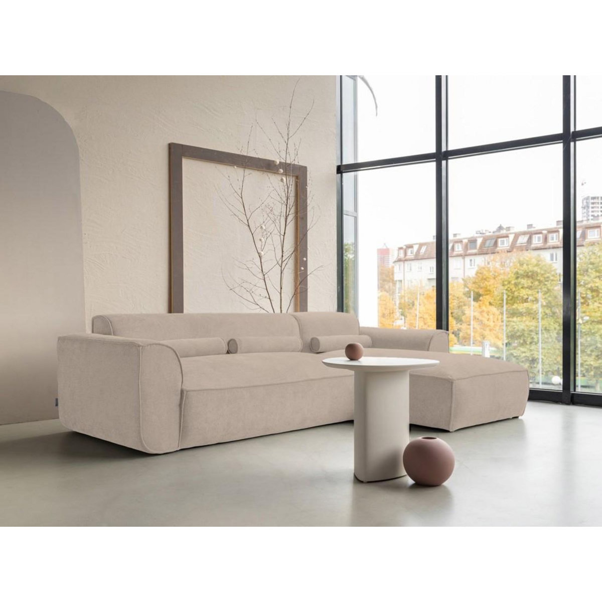 BEST MOBILIER Felix - canapé modulable d'angle droit 4 places en tissu texturé