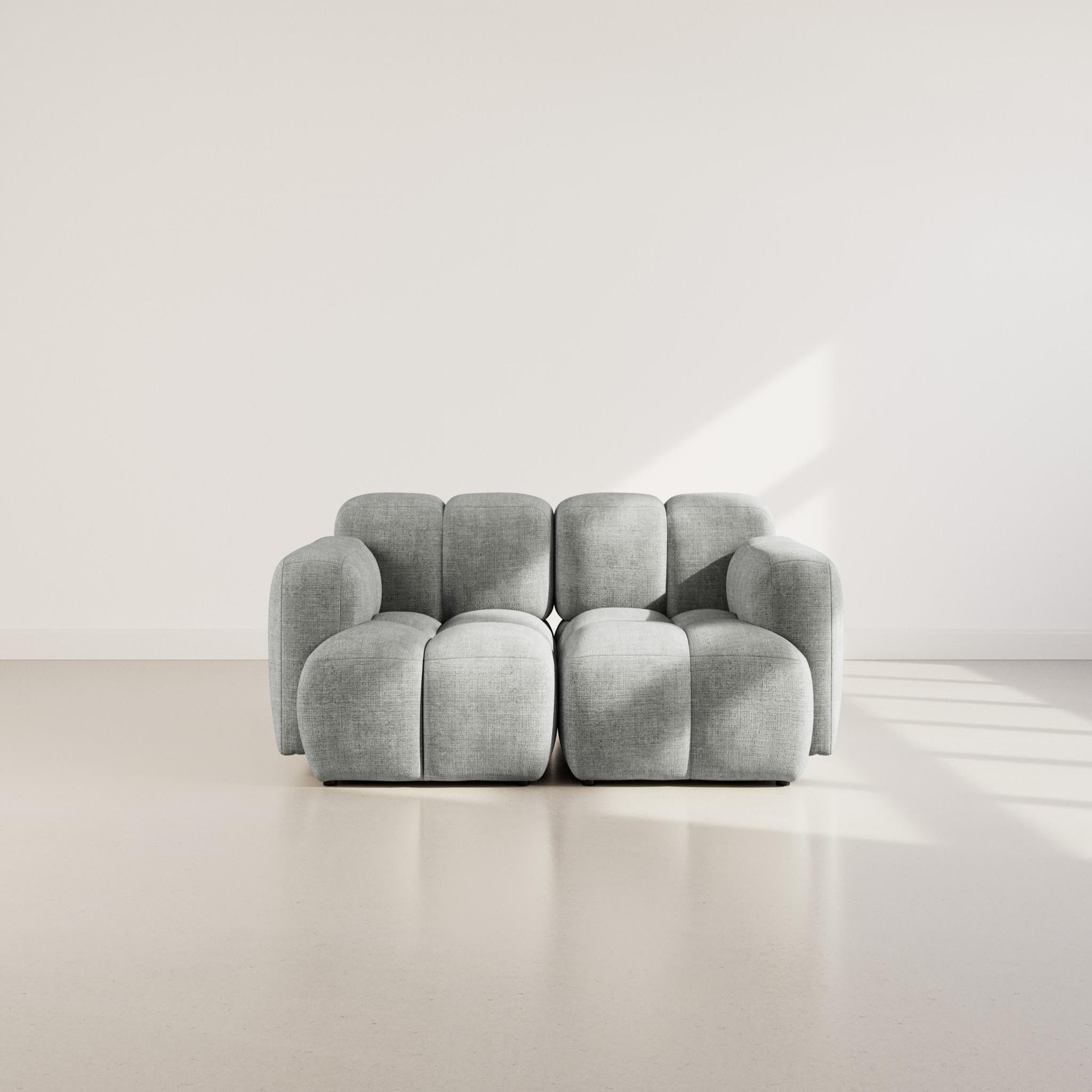 Voir la diapositive 2 : BEST MOBILIER Grace - canapé modulable 2 places en velours texturé