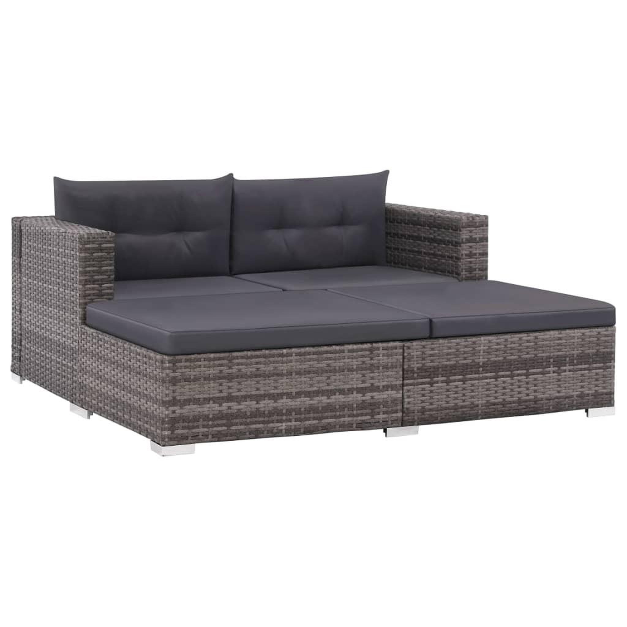 Voir la diapositive 1 : VIDAXL Salon de jardin 3 pcs avec coussins Resine tressee Gris
