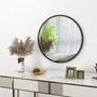 Voir la diapositive 2 : HOMCOM Miroir rond mural diamètre de 61 cm cadre en aluminium style minimaliste décoration noir