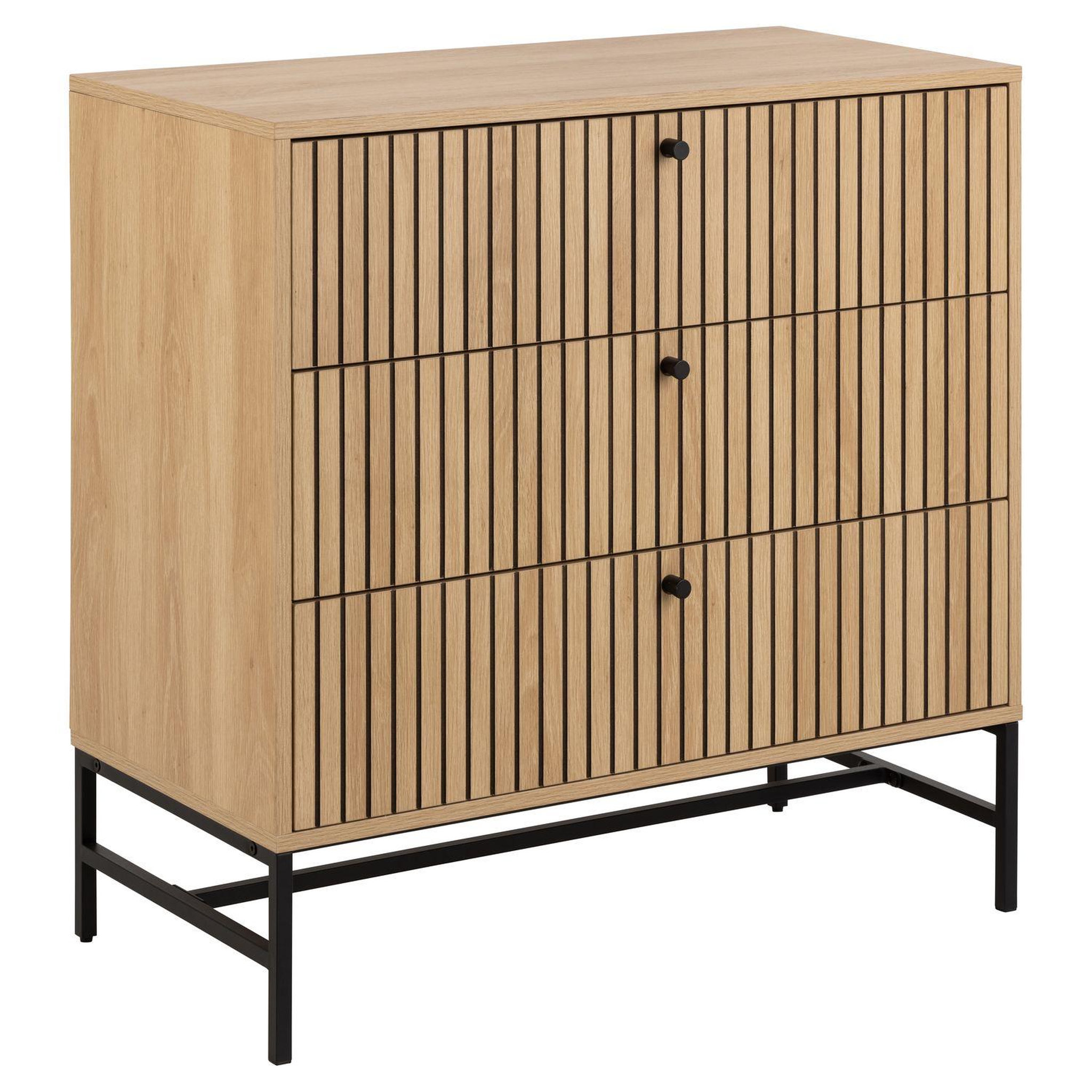 TOILINUX Commode rectangulaire 3 tiroirs effet tasseaux baïkal - beige