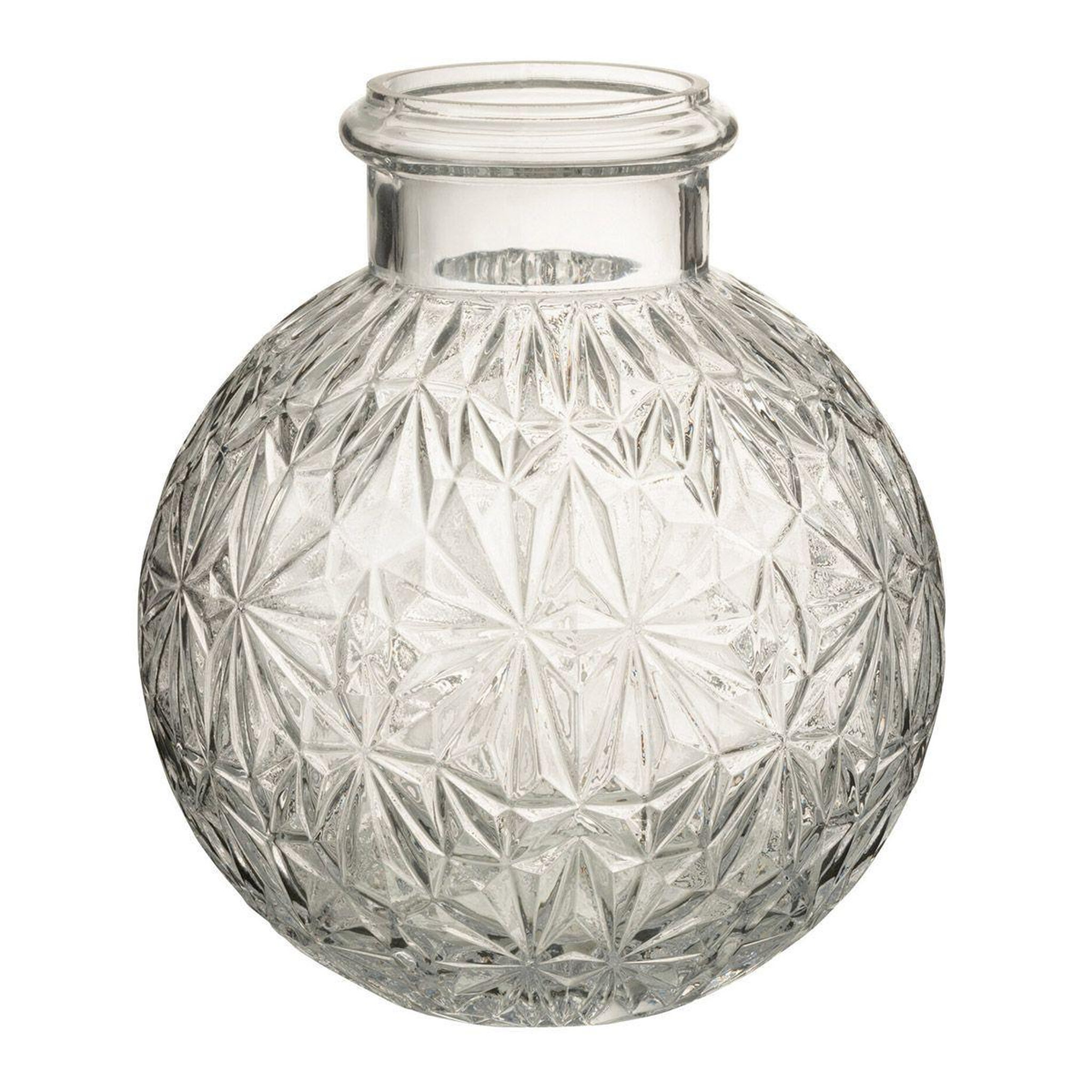 J-LINE Vase design en verre  diamant  18cm transparent