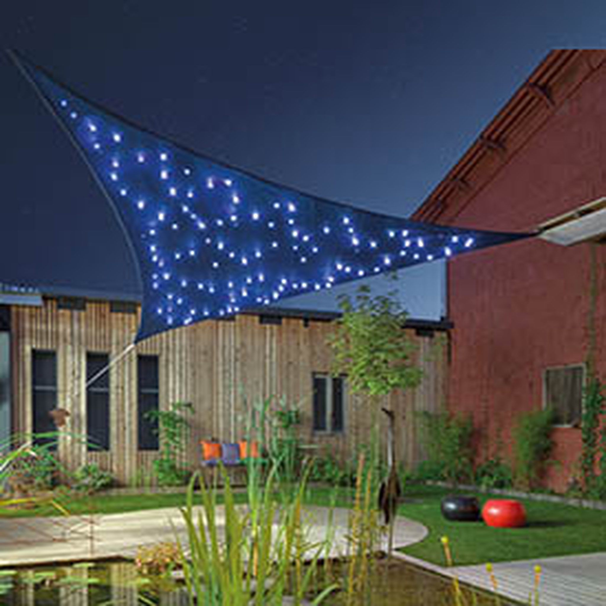 JARDILINE Voile d'ombrage triangulaire avec led ciel étoilé 3m ardoise