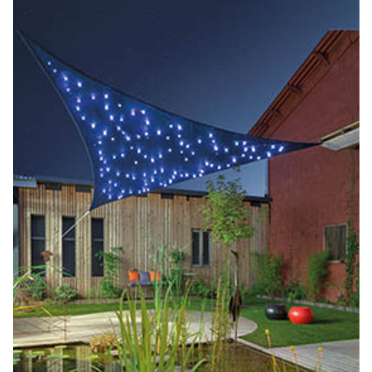 JARDILINE Voile d'ombrage triangulaire avec led ciel étoilé 3m ardoise