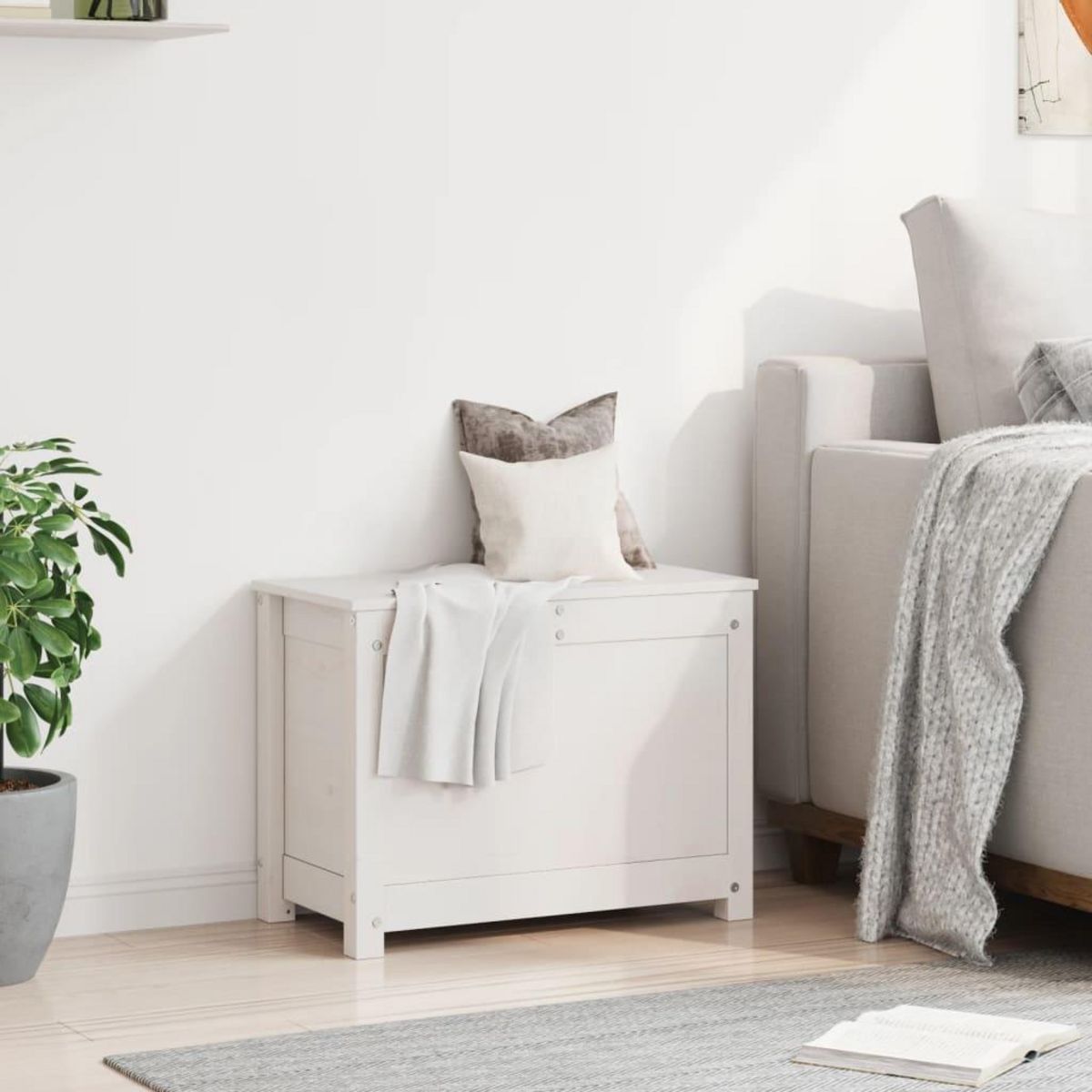 VIDAXL Boîte de rangement Blanc 60x32x45,5 cm Bois massif de pin