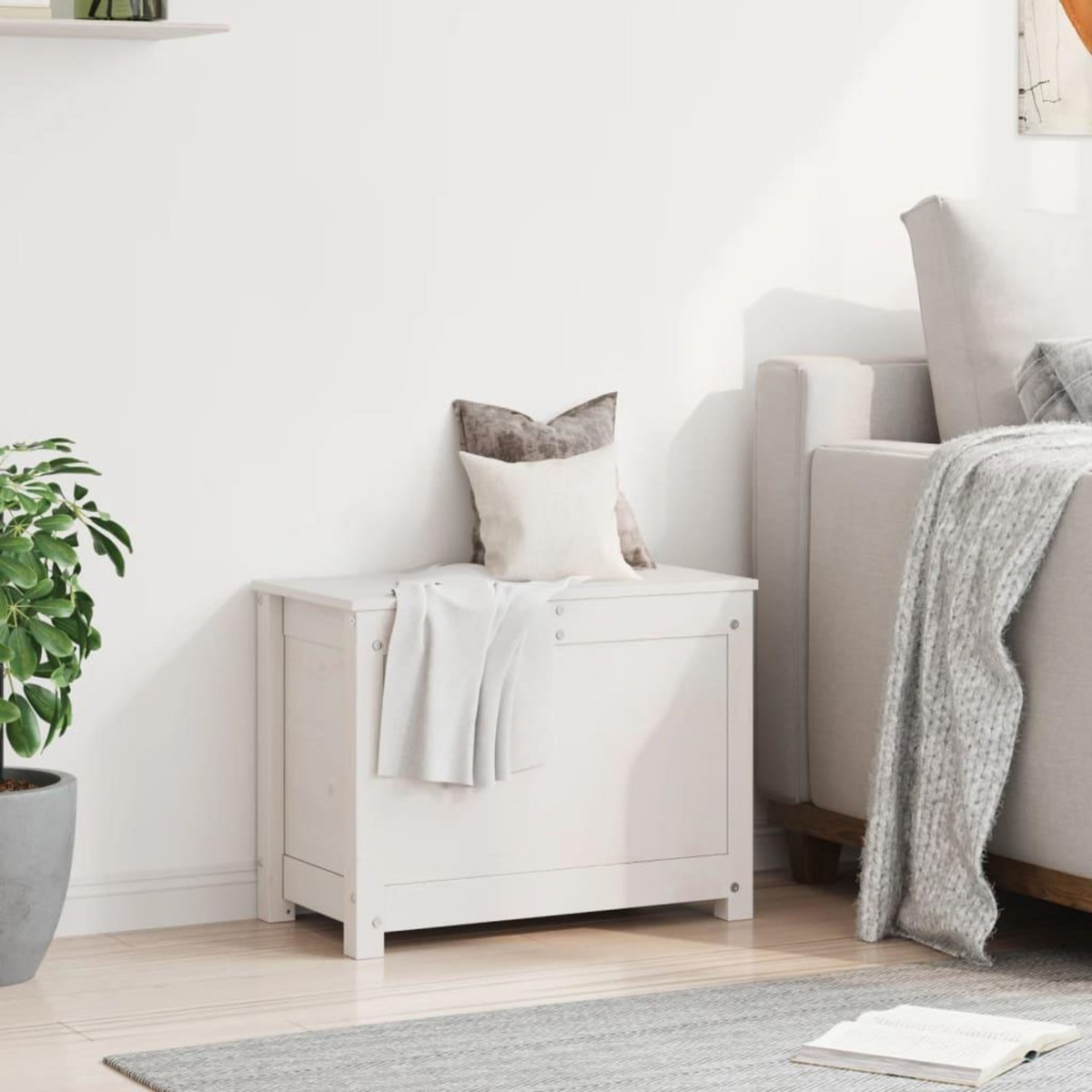 VIDAXL Boîte de rangement Blanc 60x32x45,5 cm Bois massif de pin