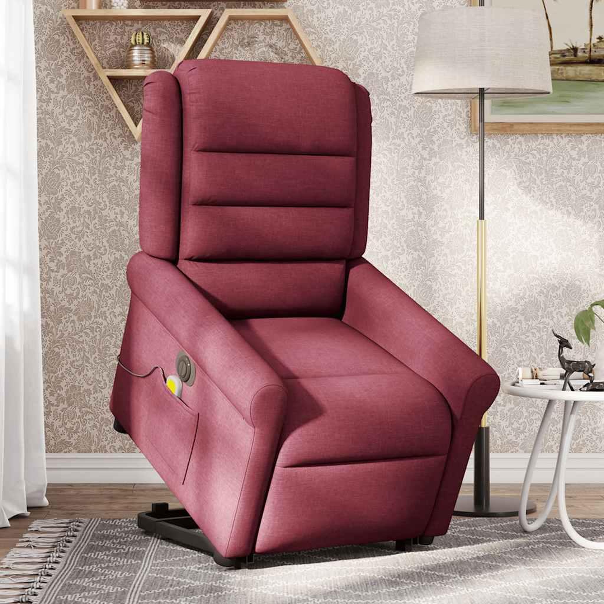 Voir la diapositive 3 : VIDAXL Fauteuil inclinable de massage electrique Rouge bordeaux Tissu