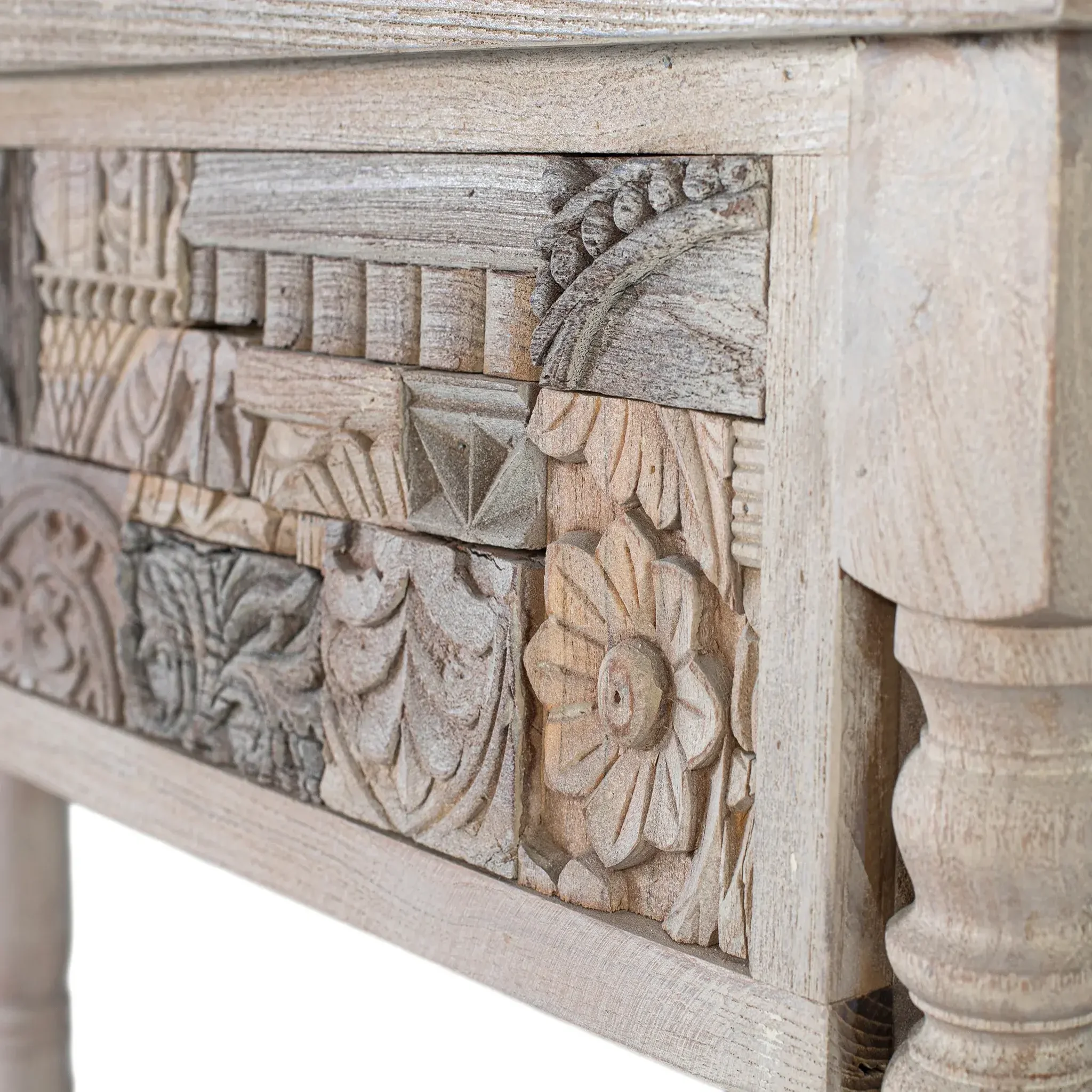 Voir la diapositive 4 : GINER Y COLOMER SL Console en bois de chêne récupéré 120cm style boho ethnique