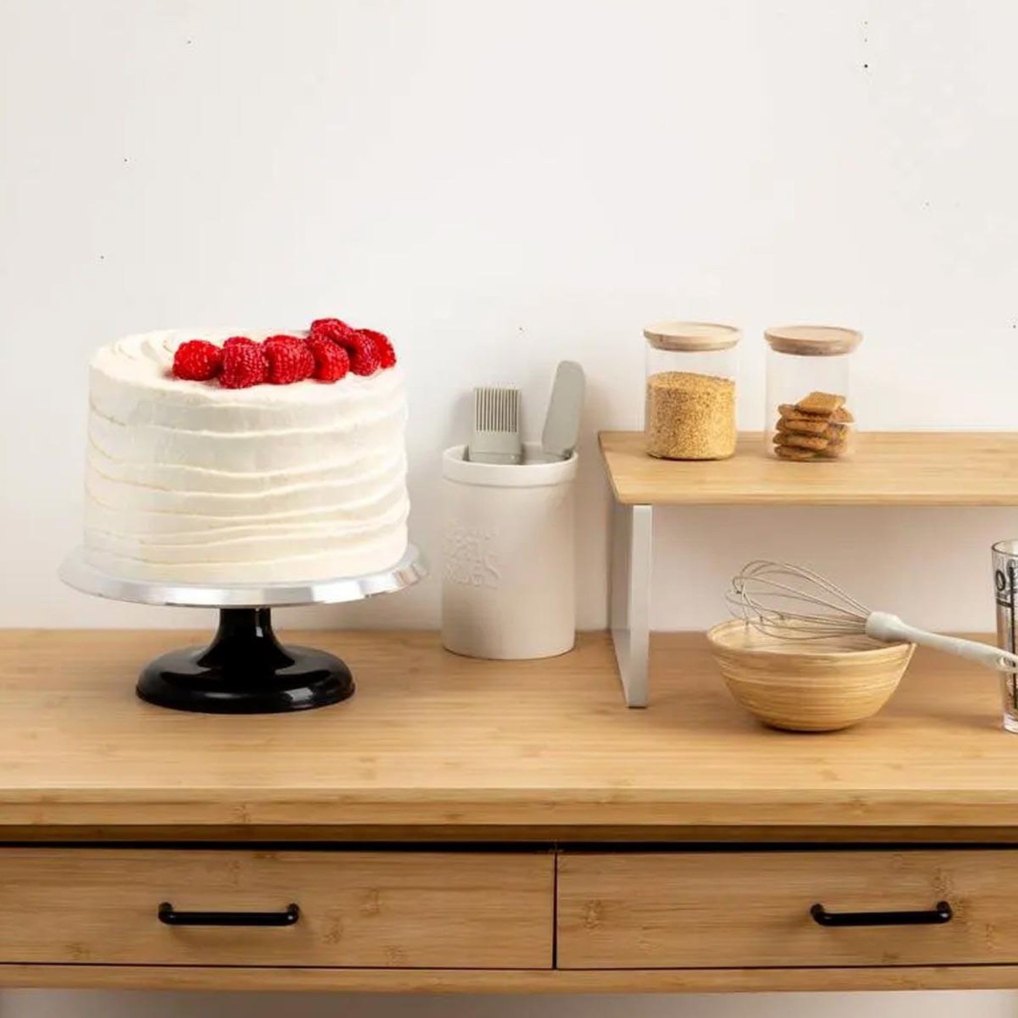 Voir la diapositive 3 : FIVE Plateau tournant pour gâteau  rebord  31cm argent