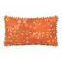 Voir la diapositive 1 : Paris Prix Coussin Déco à Pompons  Fleurs  35x65cm Orange