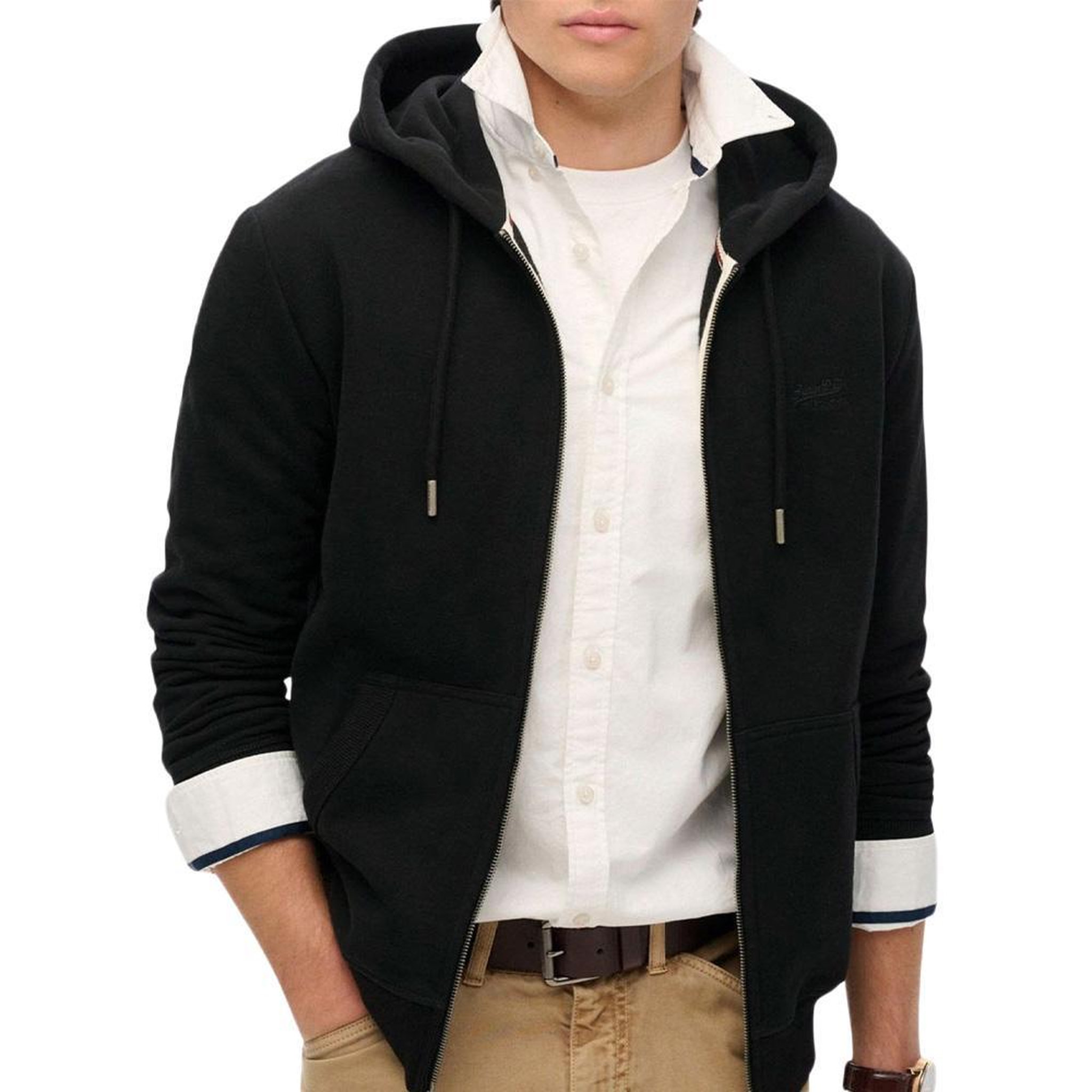 SUPERDRY Sweat Zippé  Homme Superdry Essential. Coloris disponibles : Noir