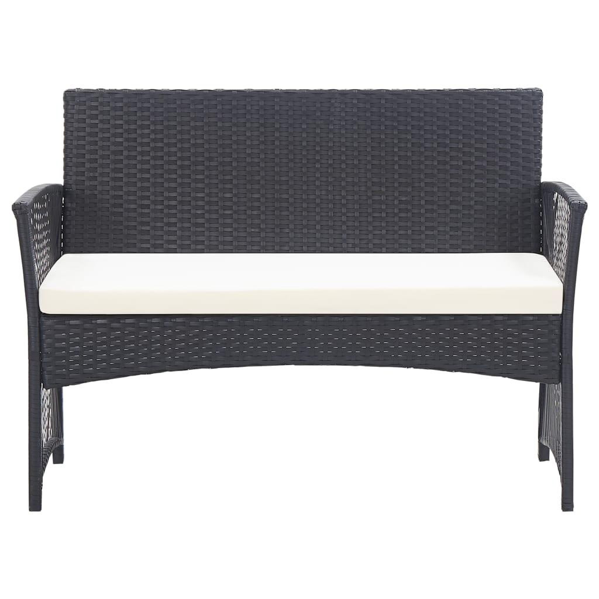 Voir la diapositive 4 : VIDAXL Salon de jardin 4 pcs avec coussin Resine tressee Noir