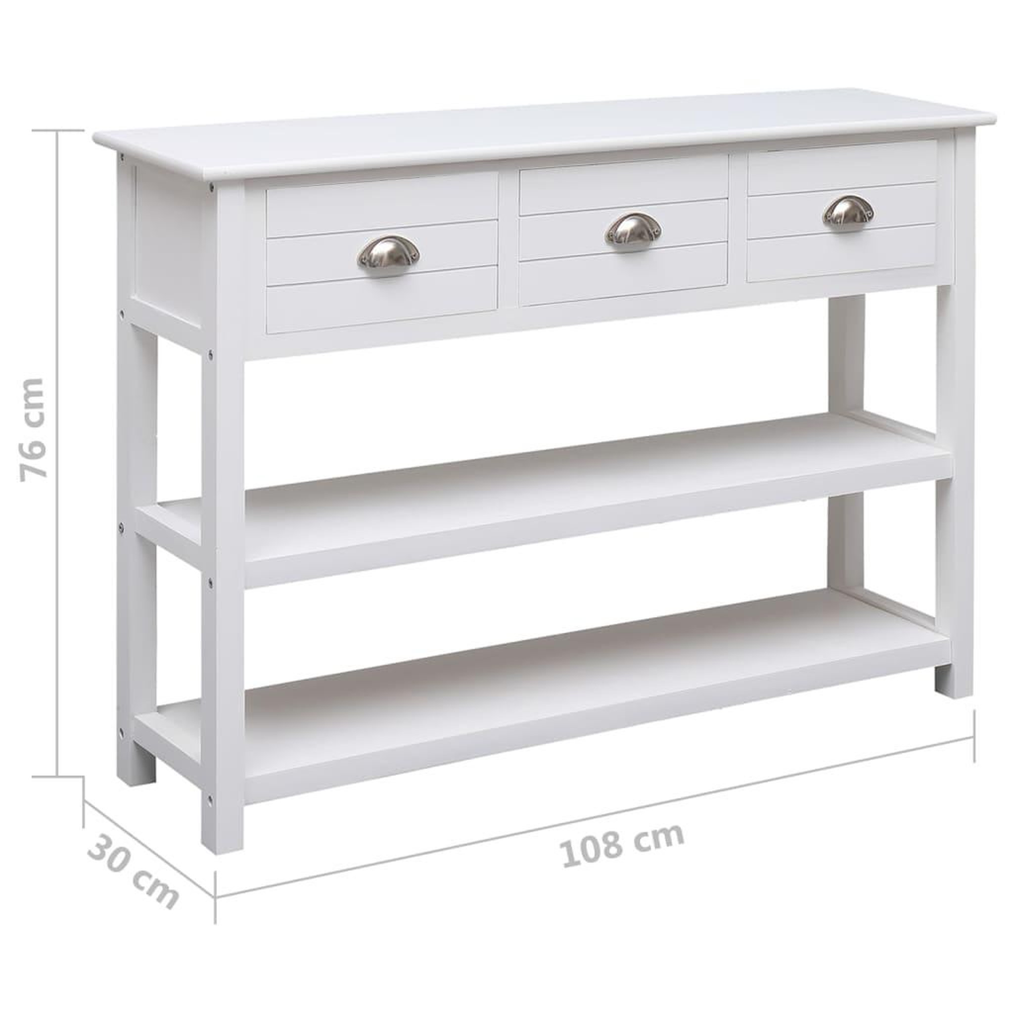 Voir la diapositive 6 : VIDAXL Buffet Blanc 108x30x76 cm Bois de Paulownia massif