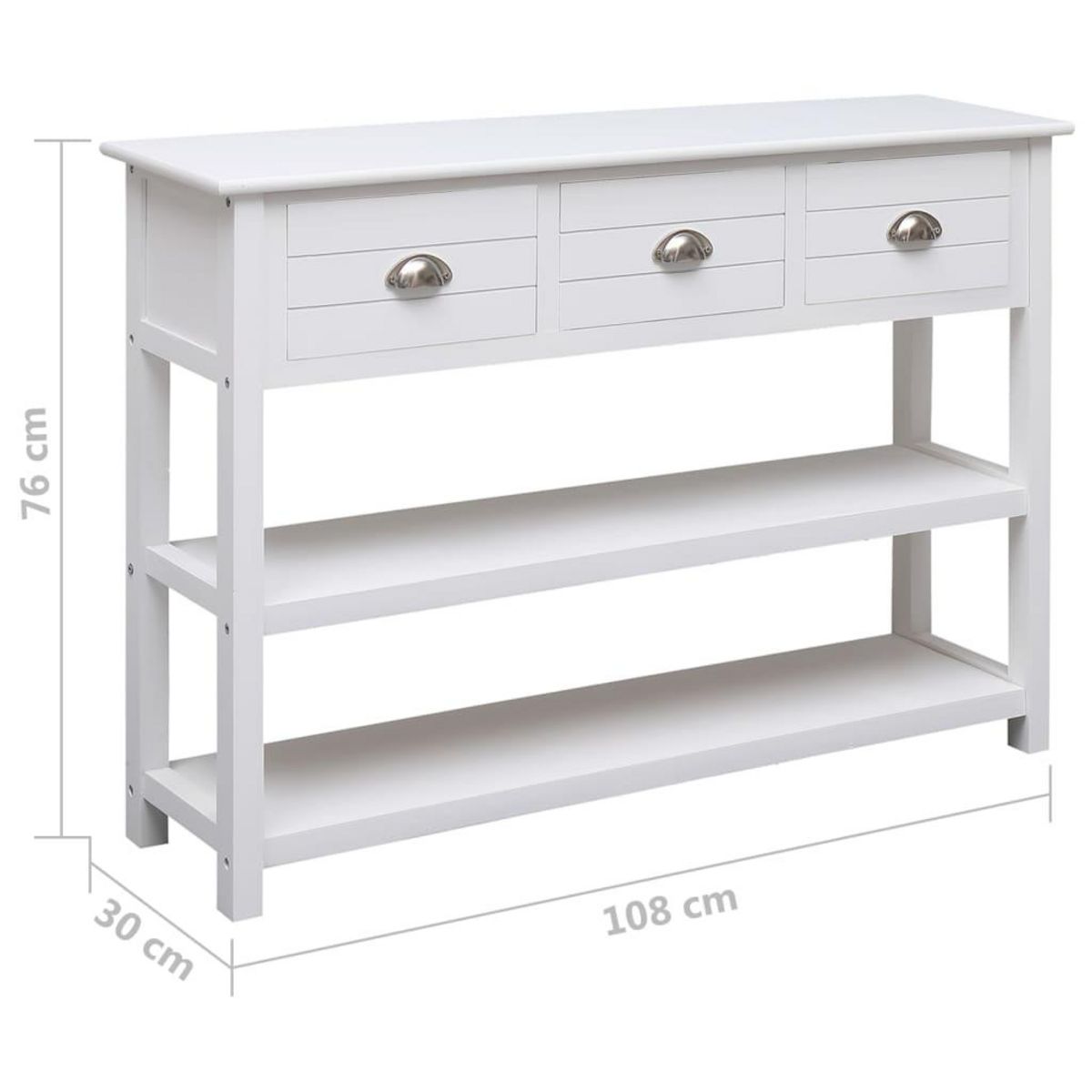 VIDAXL Buffet Blanc 108x30x76 cm Bois de Paulownia massif