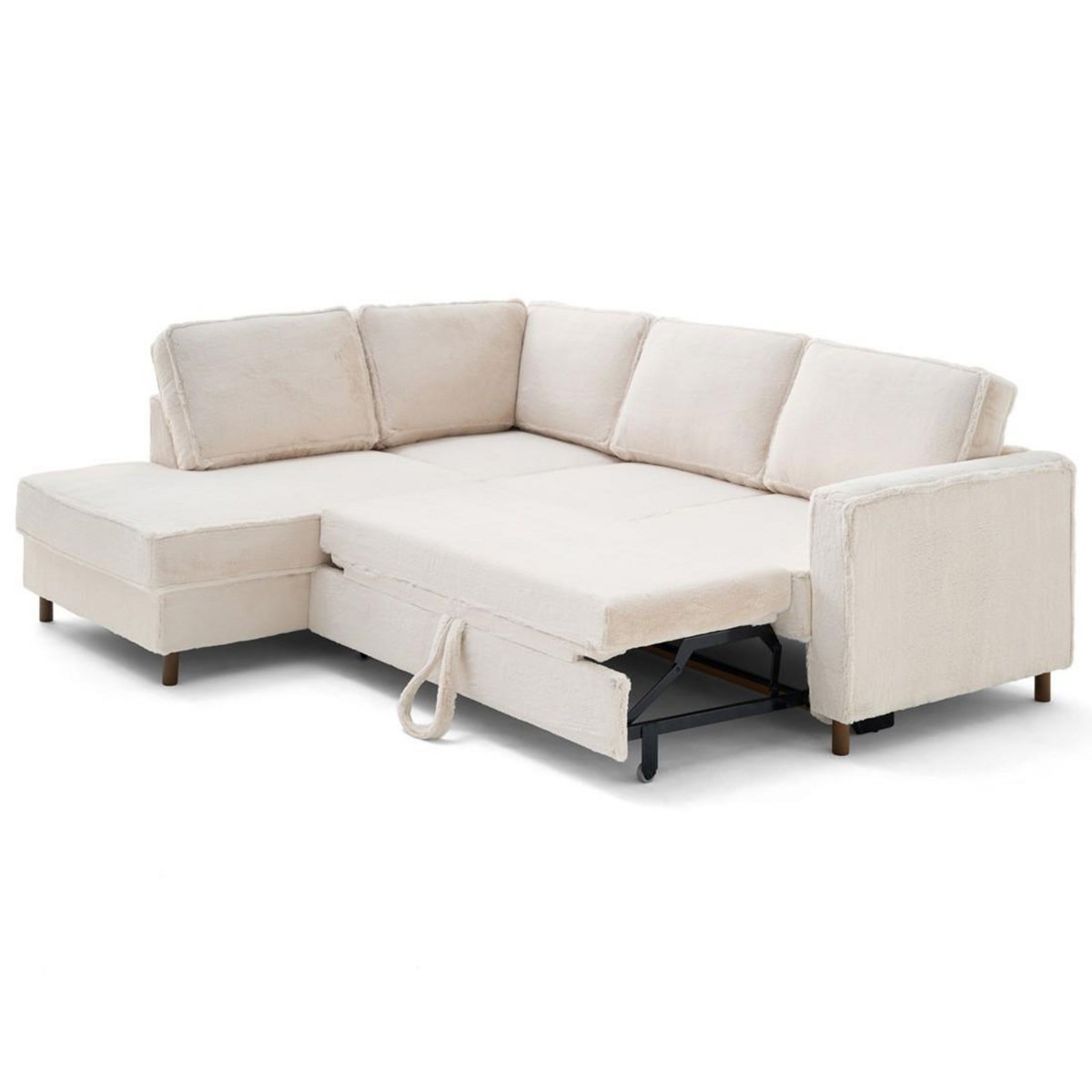 LISA DESIGN Jake - canapé d'angle gauche 5 places convertible en fausse fourrure