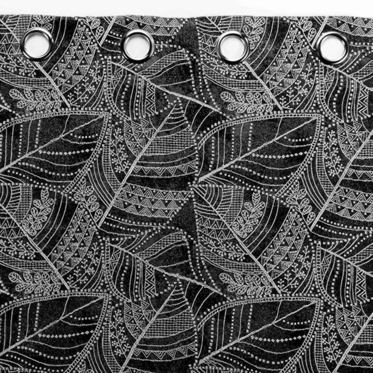 Paris Prix Rideau à Œillets Jacquard  Floriss  140x260cm Noir