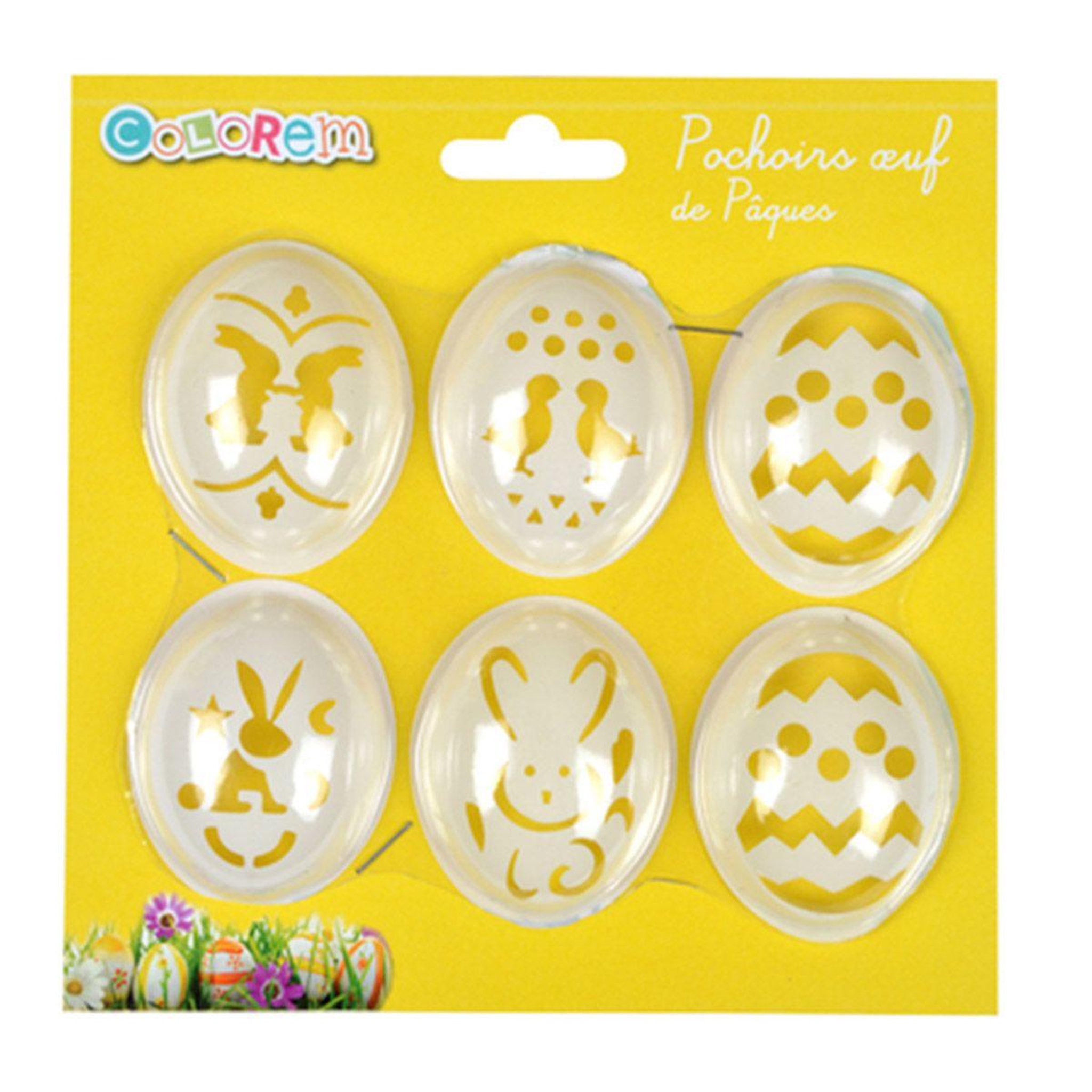 Voir la diapositive 3 : HOMEA Lot de 6 Pochoirs  Œufs de Pâques  Transparent
