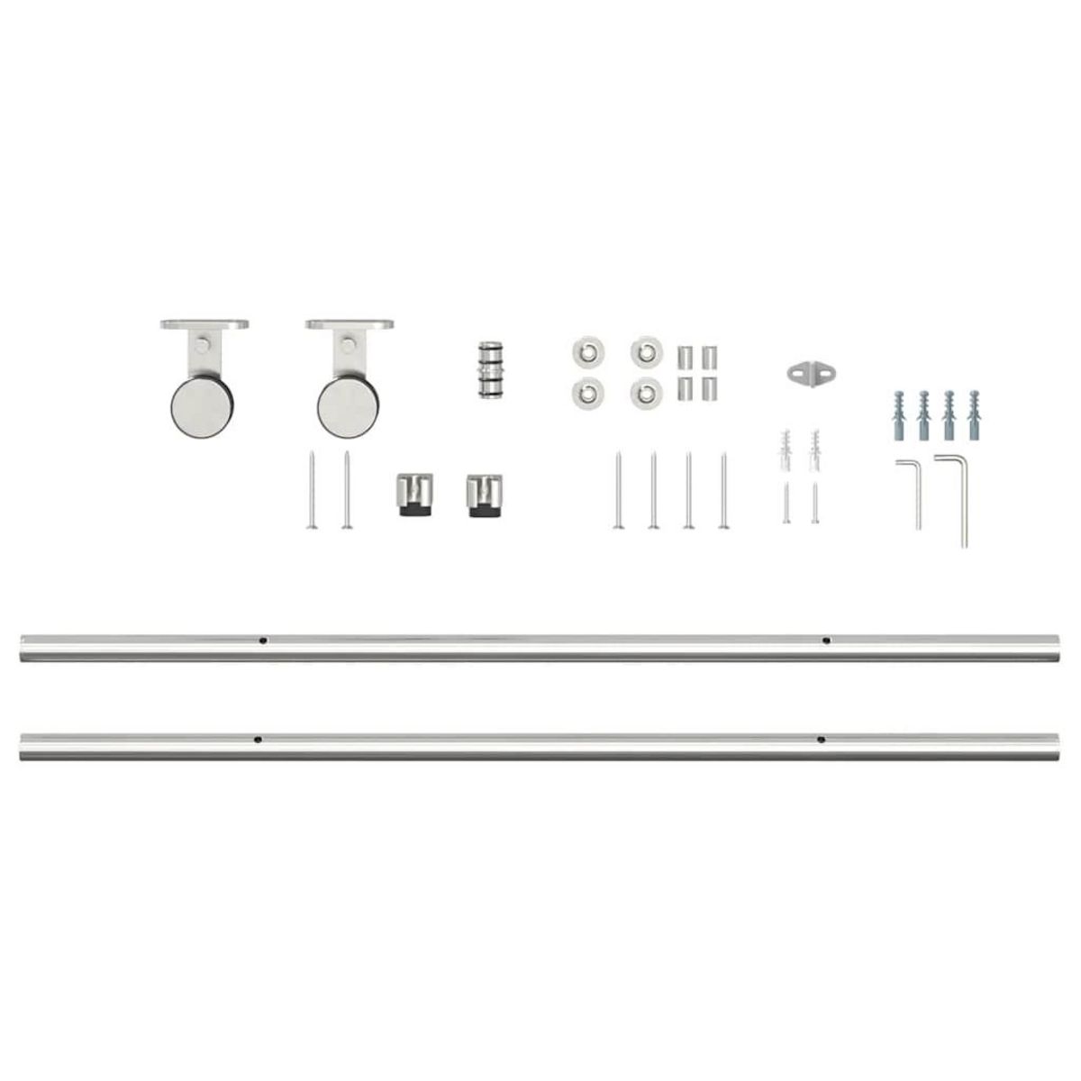VIDAXL Kit fixation porte coulissante 183 cm Acier inoxydable Argente