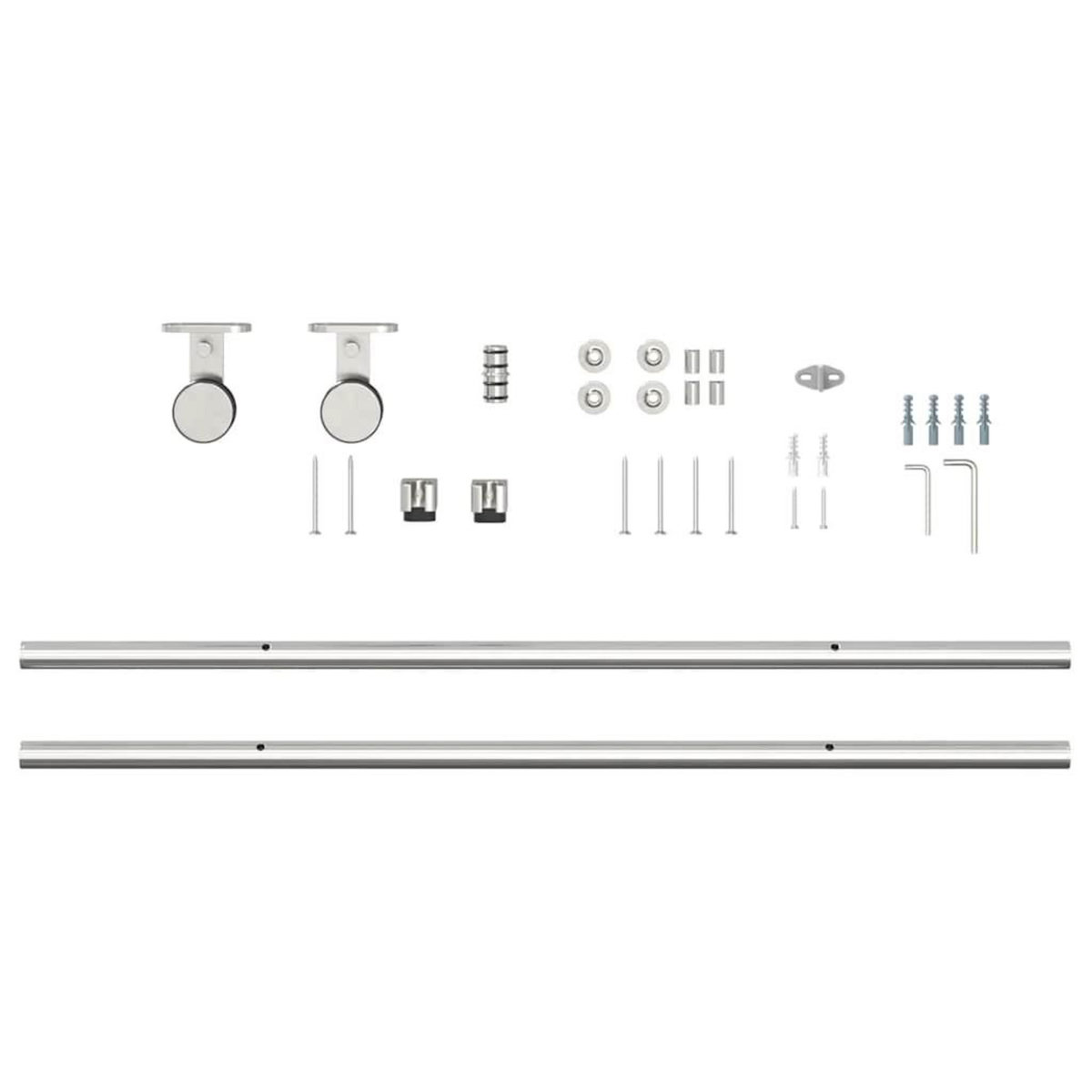VIDAXL Kit fixation porte coulissante 183 cm Acier inoxydable Argente