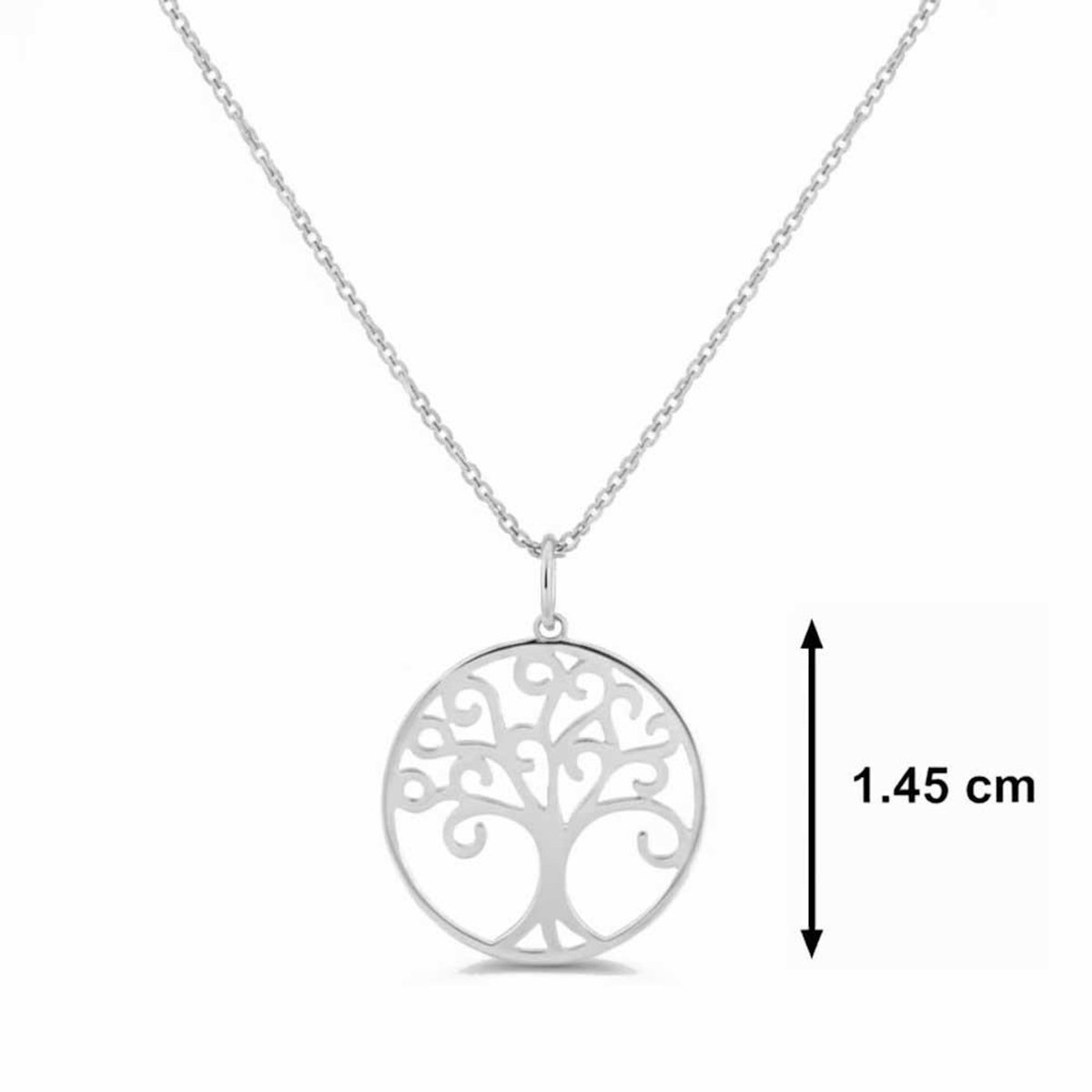 L'ATELIER D'AZUR Pendentif Or Blanc Arbre de Vie - Chaine Argentée Offerte - Femme