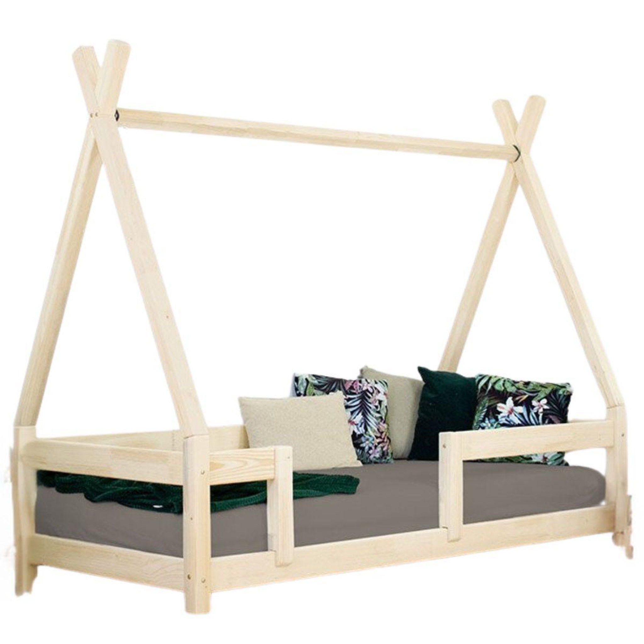 Voir la diapositive 1 : BENLEMI Lit simple en bois NAKANA tipi 120x200cm
