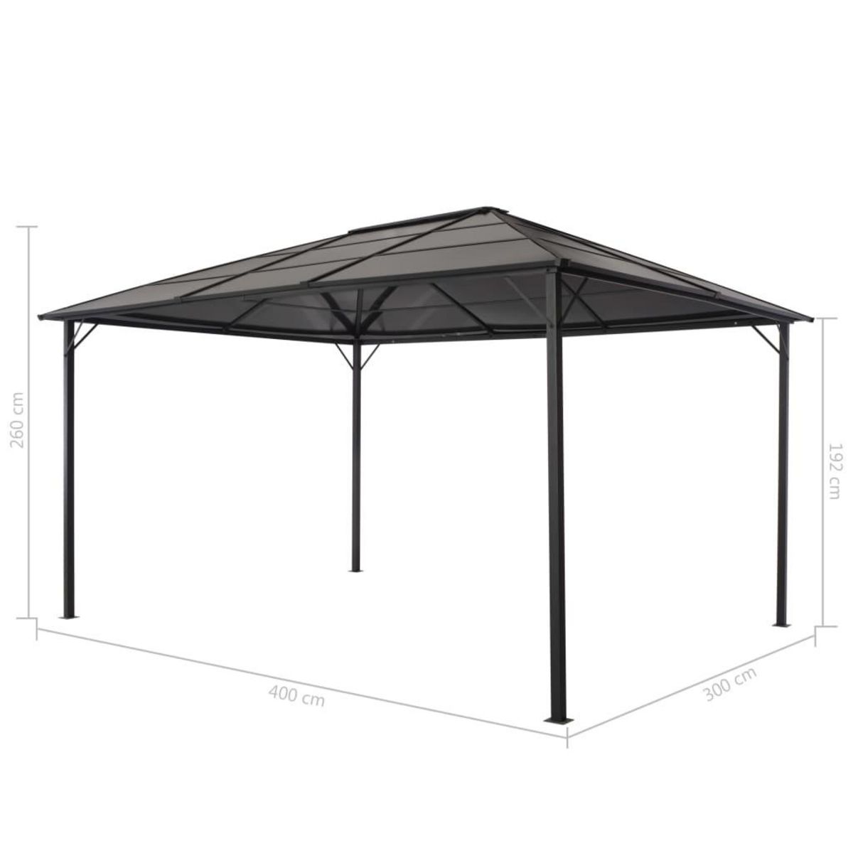 VIDAXL Tonnelle avec toit Aluminium 4x3x2,6 m Noir