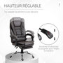 Voir la diapositive 4 : HOMCOM Fauteuil de bureau fauteuil manager grand confort réglable dossier inclinable repose-pied revêtement synthétique chocolat