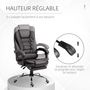 Voir la diapositive 4 : HOMCOM Fauteuil de bureau fauteuil manager grand confort réglable dossier inclinable repose-pied revêtement synthétique chocolat