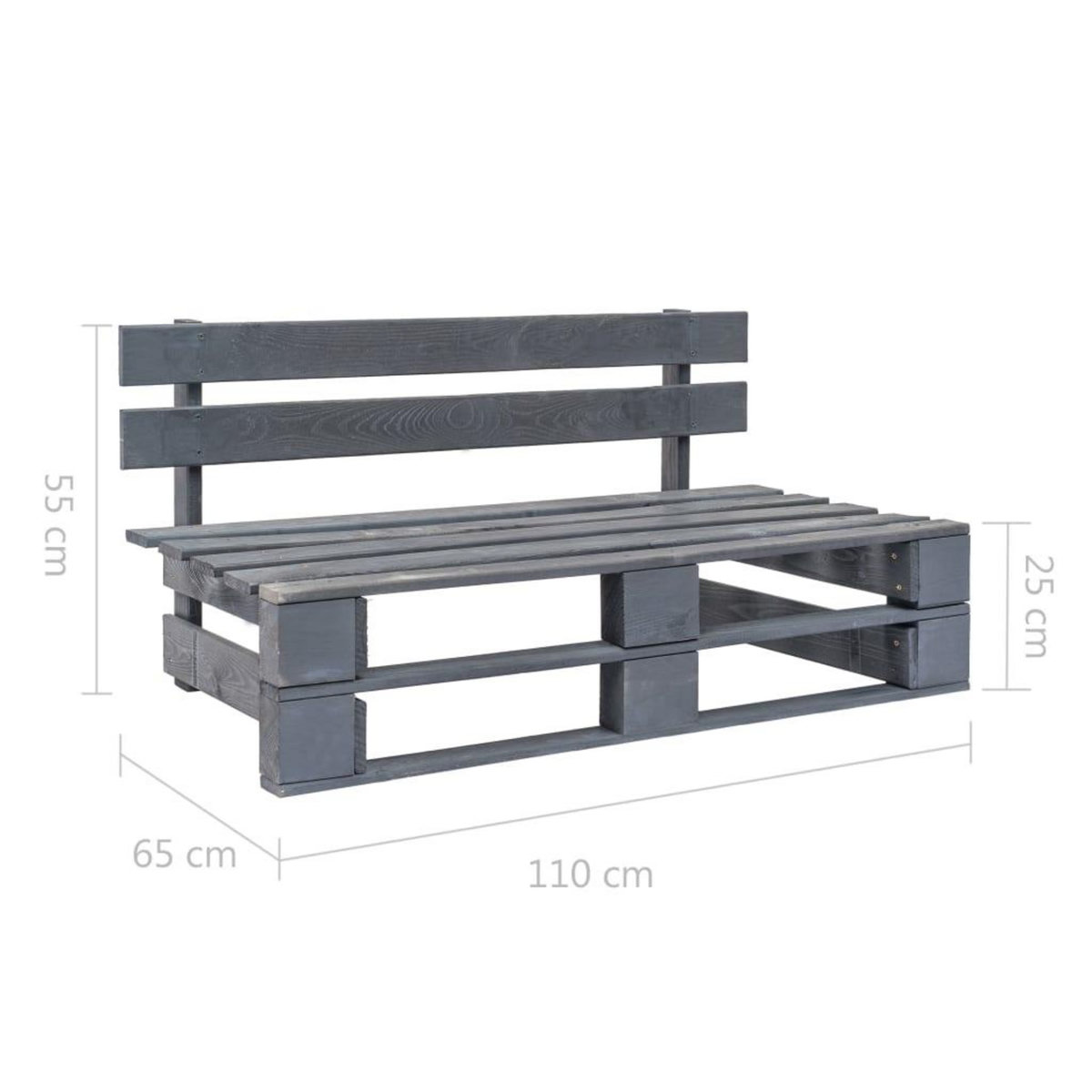 VIDAXL Banc palette de jardin bois gris