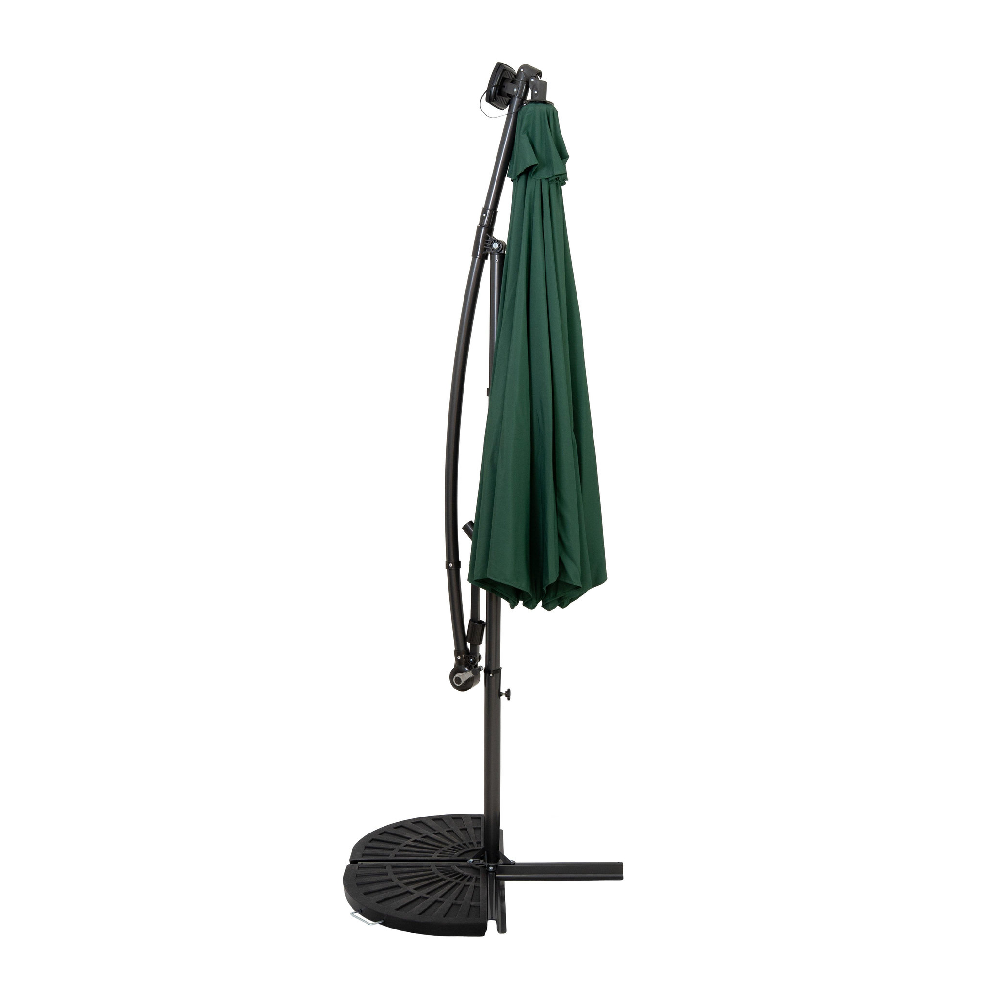 Voir la diapositive 2 : Monster Parasol Banane à Mât Déporté à LED 3 m & 2 Pieds en Éventail