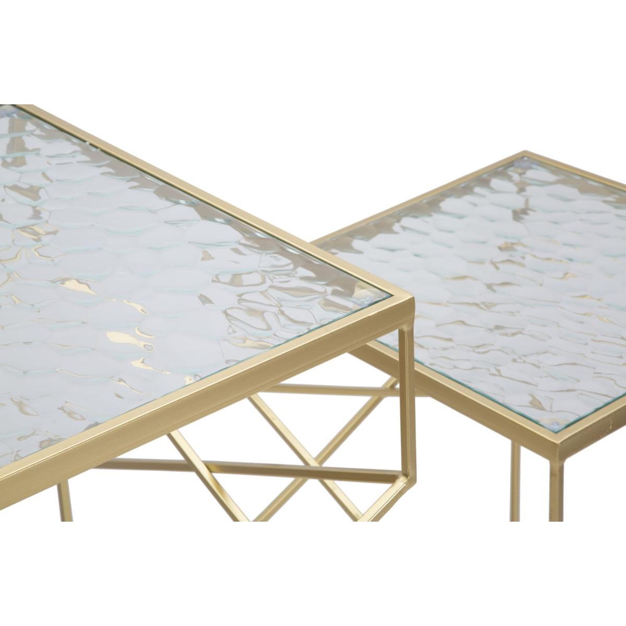 Voir la diapositive 3 : Paris Prix Lot de 2 Tables d'Appoint Design  Glassy  100cm Or
