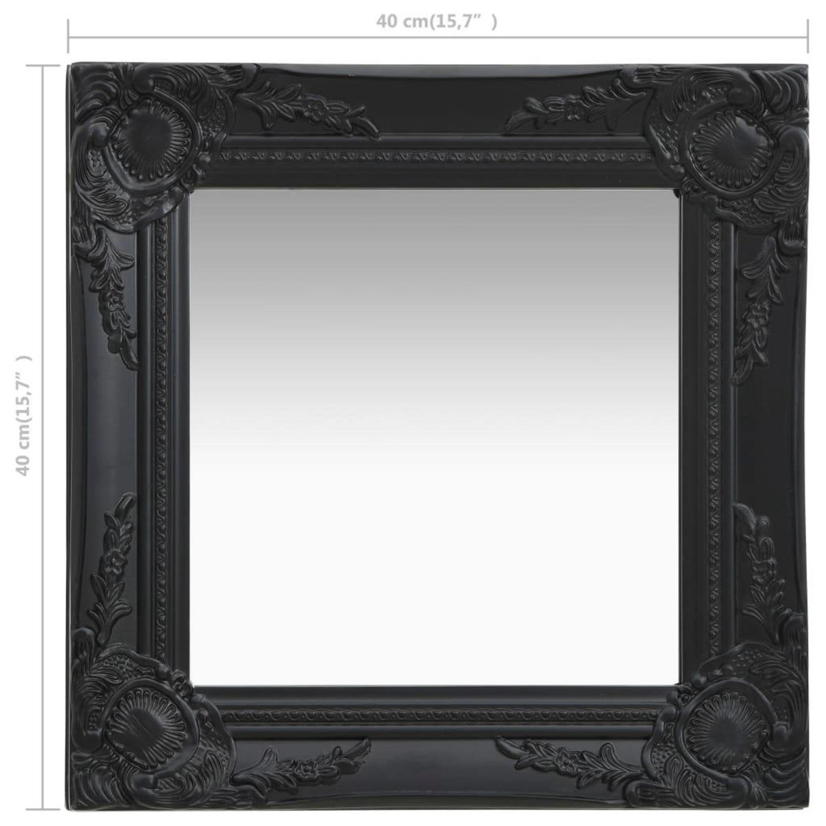 VIDAXL Miroir mural style baroque 40x40 cm noir