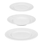 SECRET DE GOURMET Service de Table en Porcelaine 18 Pièces  Perle  27cm Blanc