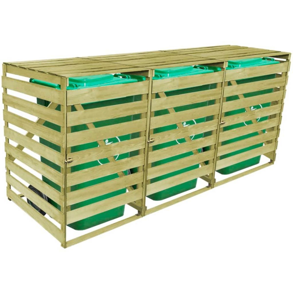 VIDAXL Abri pour poubelle triple 240 L Bois impregne