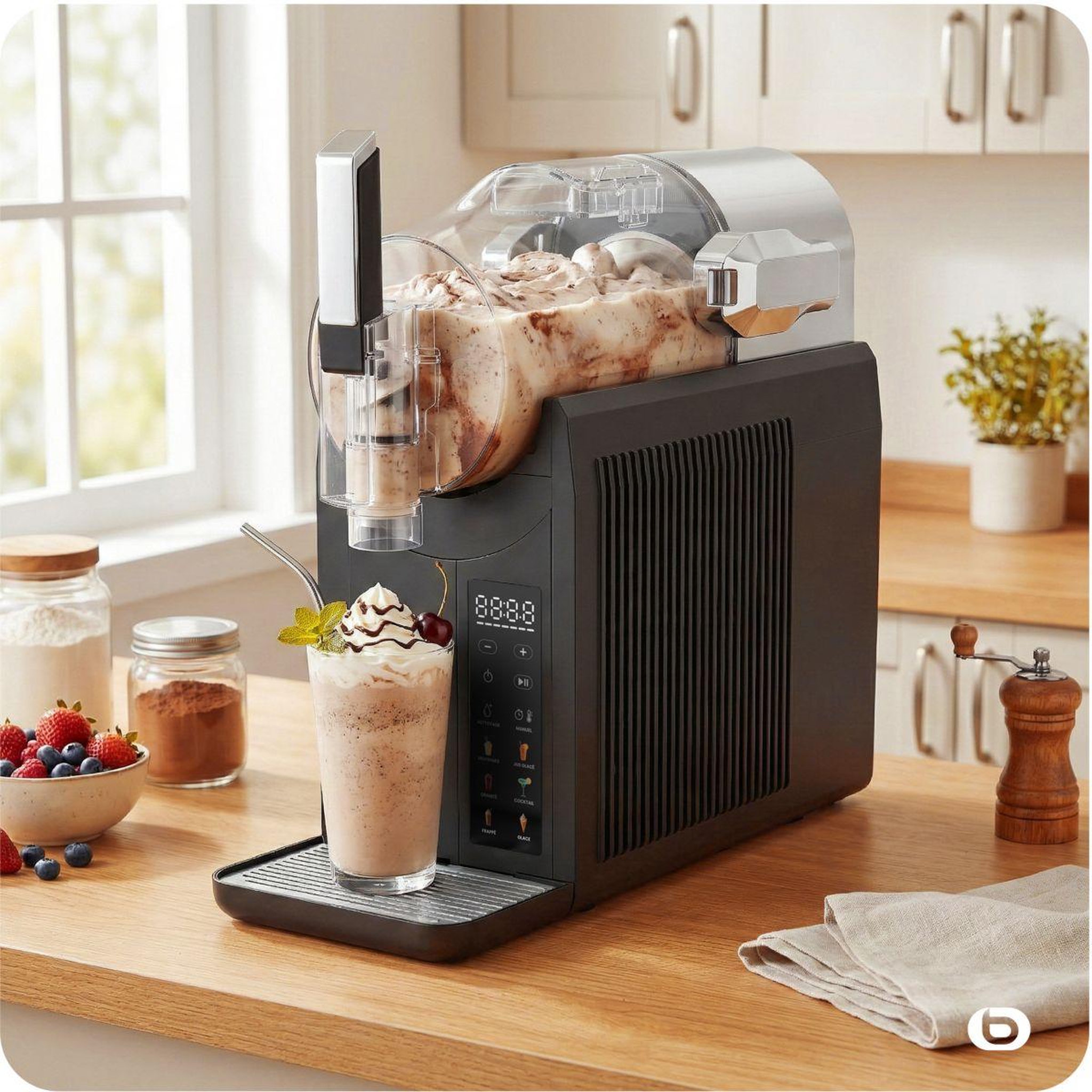 Voir la diapositive 2 : ESSENTIEL B Machine à granita emgg1 glaces à l'italienne, granités, milkshakes, cafés frappés, jus glacés, cocktails, 2l